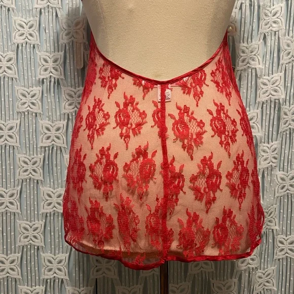 Victoria Secret Very Sexy Red Sheer Lace Babydoll Lingerie - Picture 6 of 11